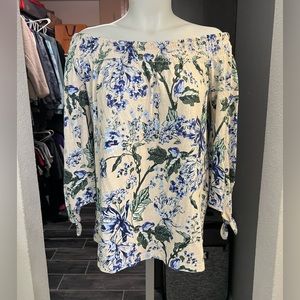 Lucky Brand Floral Shoulder 1/2 Sleeve Top